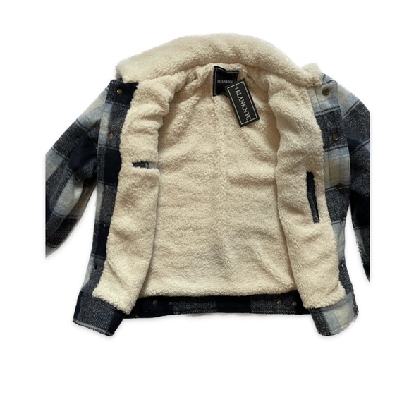 NWT [BLANKNYC] Mens Plaid Wool Blend Jacket With Sherpa Collar and Lining Size S - Picture 4 of 8
